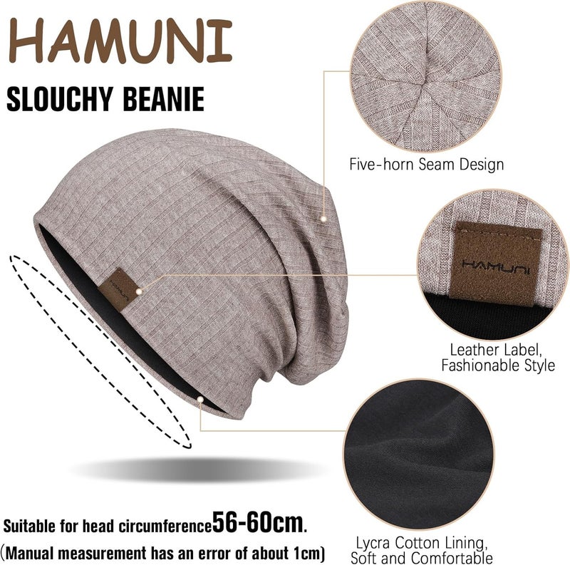 HAMUNI Slouchy Beanie for Men Women Soft Lightweight Running Beanie Hat Chemo Cap Skull Cap - Image 2